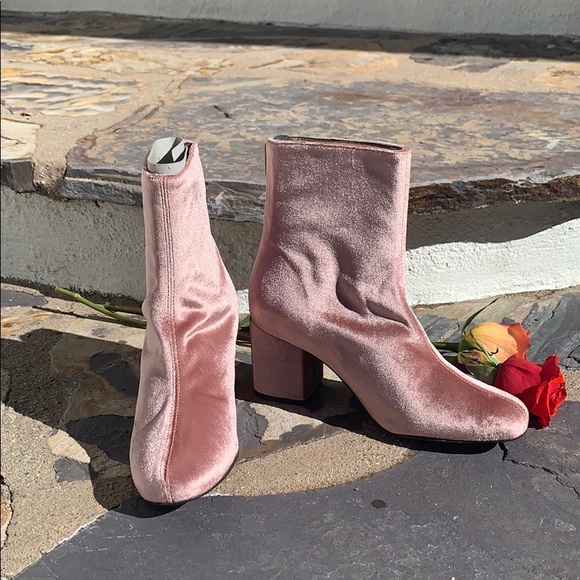 Free People Shoes - New Free People Cecile Velvet Ankle Boots Pink